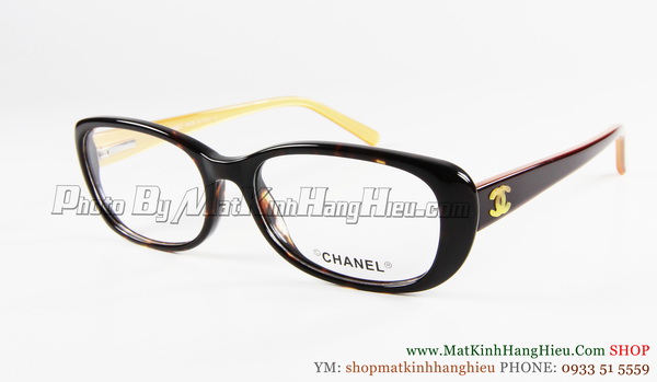 Gọng kính cận nhựa Chanel 3187 màu vàng viền đen