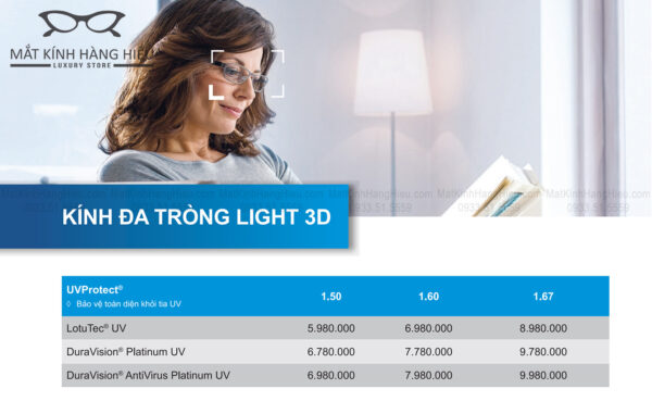 Bảng giá tròng kính đa tròng Zeiss Light 3D