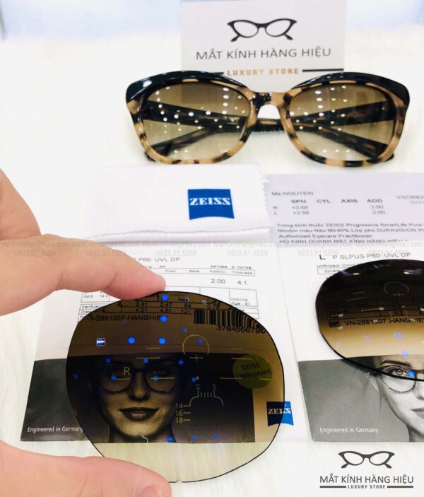 Tròng kính đa tròng nhuộm màu Zeiss Progressive SmartLife Pure 1.60 Brown 90/40%