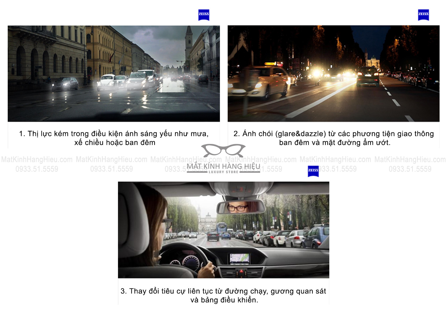 tròng kính zeiss drivesafe - điều kiện khó khăn khi lái xe