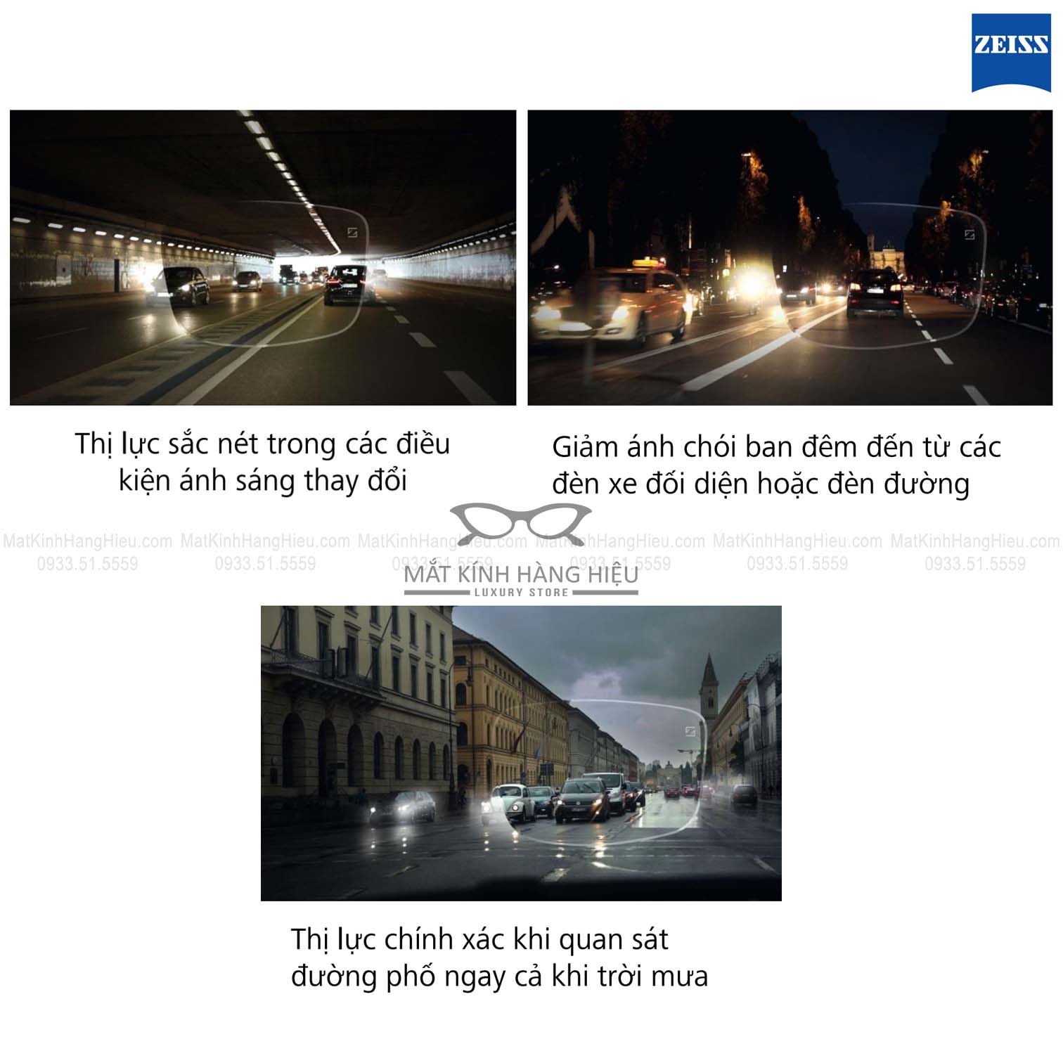 tròng kính zeiss drivesafe - hiệu quả